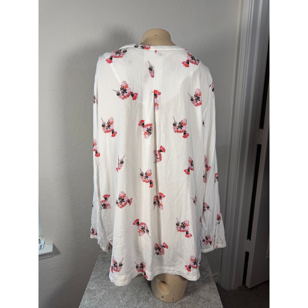 NWOT Joules White Floral Viscose Tunic Blouse Long Sleeve US 14 - Picture 2 of 11
